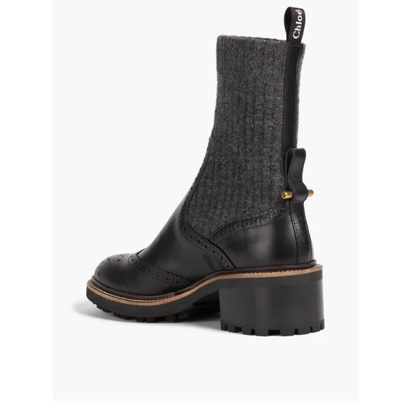 Chloe Franne Rib Knit Boots Size 40.5