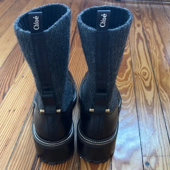 Chloe Franne Rib Knit Boots Size 40.5