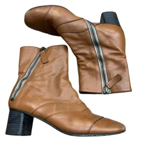 Chloe Tan / brown zip up 2 inch heal boots size 40 1/2 US 9.5