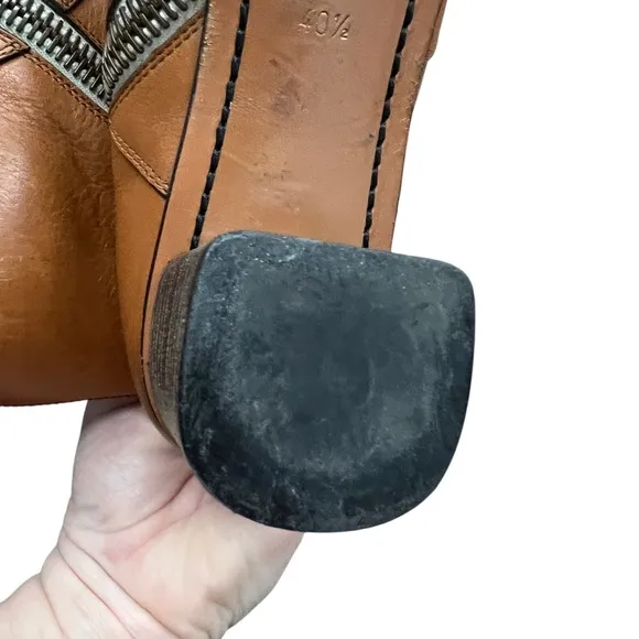 Chloe Tan / brown zip up 2 inch heal boots size 40 1/2 US 9.5