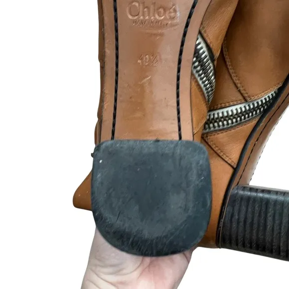Chloe Tan / brown zip up 2 inch heal boots size 40 1/2 US 9.5