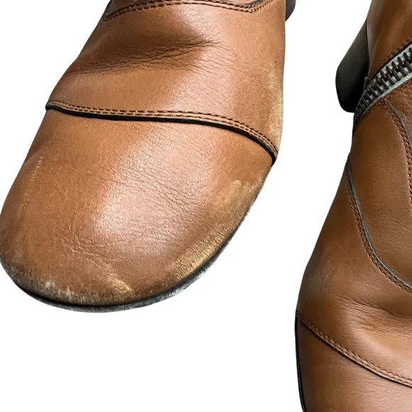Chloe Tan / brown zip up 2 inch heal boots size 40 1/2 US 9.5