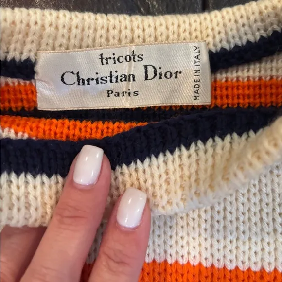 ✨CHRISTIAN DIOR TRICOTS Vintage 1970’s Striped Wool Blend Sweater Made in Italy