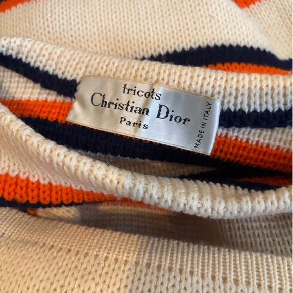 ✨CHRISTIAN DIOR TRICOTS Vintage 1970’s Striped Wool Blend Sweater Made in Italy