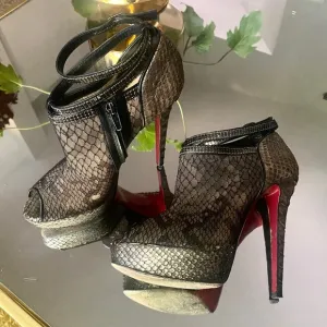 Christian Louboutin Bridget Python Lace Ankle Booties