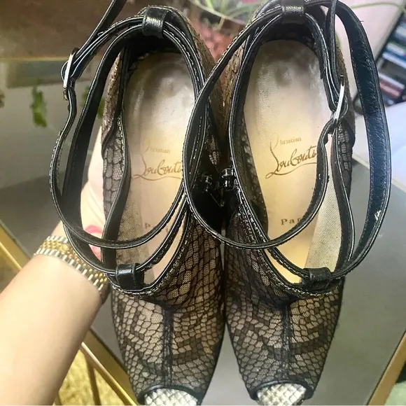 Christian Louboutin Bridget Python Lace Ankle Booties