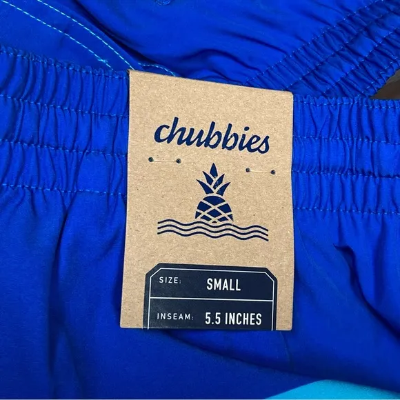 Chubbies Mens The Newport 5.5&quot; Classic Swim Trunks Size S Blue Stripe NWT