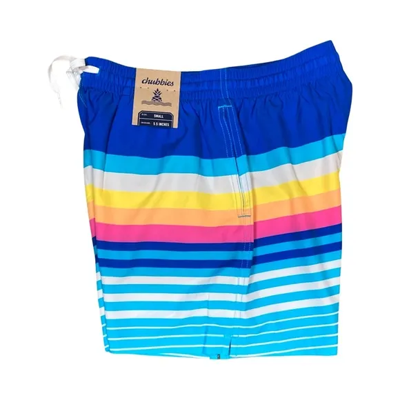 Chubbies Mens The Newport 5.5&quot; Classic Swim Trunks Size S Blue Stripe NWT