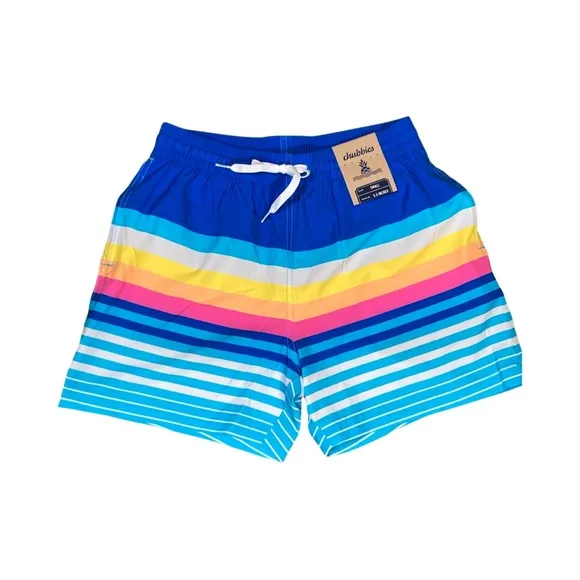 Chubbies Mens The Newport 5.5&quot; Classic Swim Trunks Size S Blue Stripe NWT