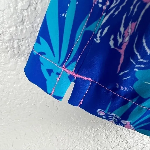 Chubbies The Hydrofoils Pink/Blue Jungle Lined Classic Swim Trunk 4&quot; Inseam XL