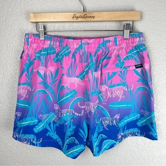 Chubbies The Hydrofoils Pink/Blue Jungle Lined Classic Swim Trunk 4&quot; Inseam XL