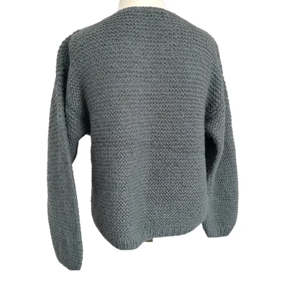 Chunky Blue Wool Blend Sweater - S/M, Italian 🇮🇹