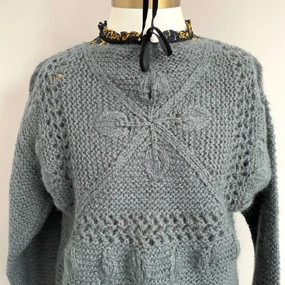 Chunky Blue Wool Blend Sweater - S/M, Italian 🇮🇹