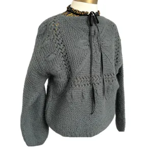 Chunky Blue Wool Blend Sweater - S/M, Italian 🇮🇹
