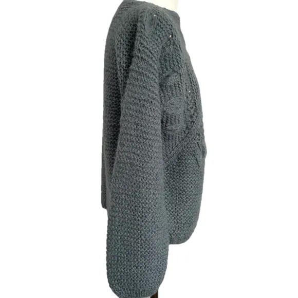 Chunky Blue Wool Blend Sweater - S/M, Italian 🇮🇹