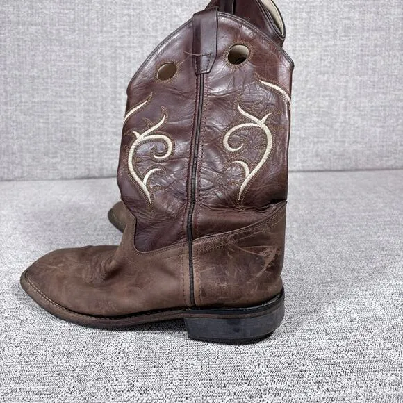 Circle G Girls Western Boots Size 6 1/2 Brown leather tourqouis Embroidered