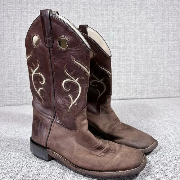 Circle G Girls Western Boots Size 6 1/2 Brown leather tourqouis Embroidered