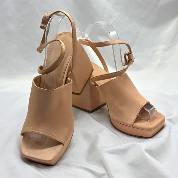 Circus by Sam Edelman Miranda Open Toe Platform Sandals Rosa Beige Tan Size 7.5
