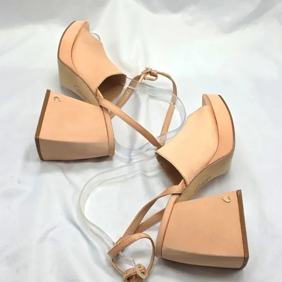 Circus by Sam Edelman Miranda Open Toe Platform Sandals Rosa Beige Tan Size 7.5