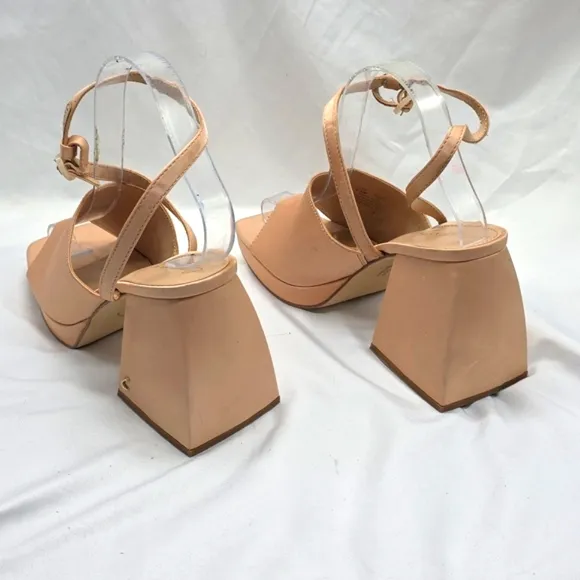 Circus by Sam Edelman Miranda Open Toe Platform Sandals Rosa Beige Tan Size 7.5