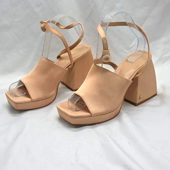 Circus by Sam Edelman Miranda Open Toe Platform Sandals Rosa Beige Tan Size 7.5