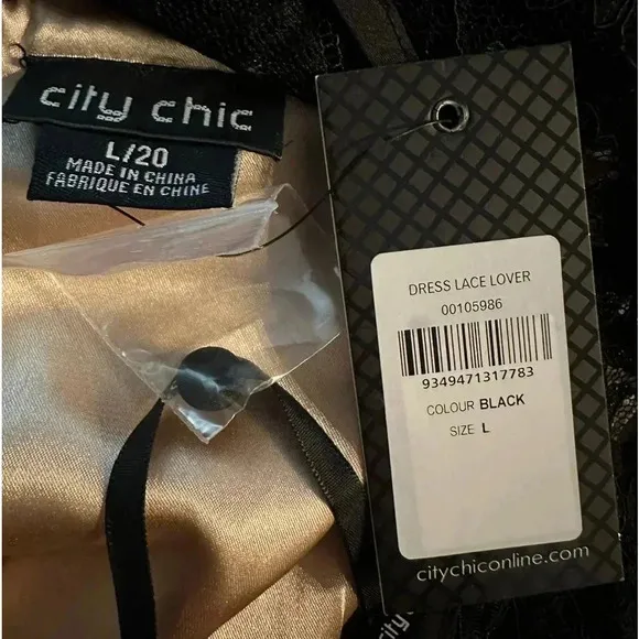City chic black lace lover dress size L/20
