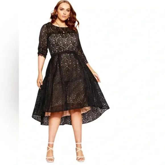 City chic black lace lover dress size L/20