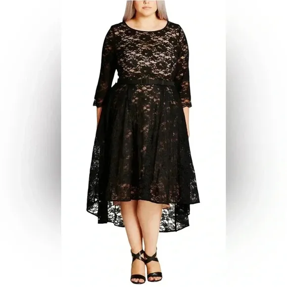 City chic black lace lover dress size L/20