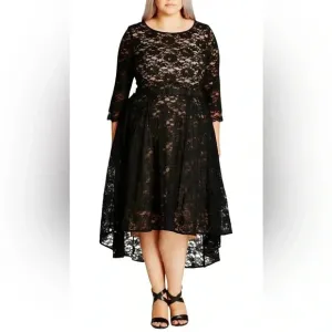 City chic black lace lover dress size L/20