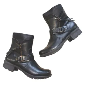 Clarks Black Moto Ankle Boots Women's Black Leather Booties size 6.5