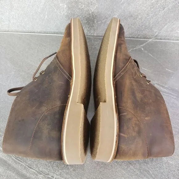 Clarks Boots Mens 10.5 Bushacre 3 Brown Beeswax Leather Chukka Lace Up Shoes