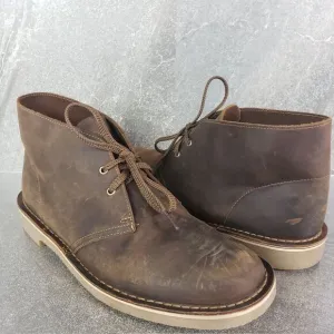 Clarks Boots Mens 10.5 Bushacre 3 Brown Beeswax Leather Chukka Lace Up Shoes
