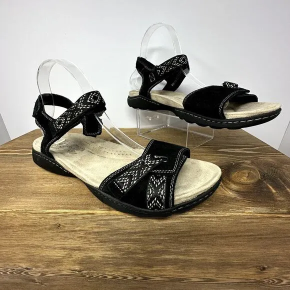Clarks Collection Amanda Sprint Sandals Comfort Shoes Black Suede Womens 11W
