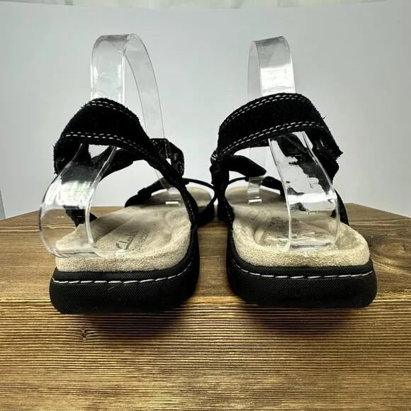 Clarks Collection Amanda Sprint Sandals Comfort Shoes Black Suede Womens 11W