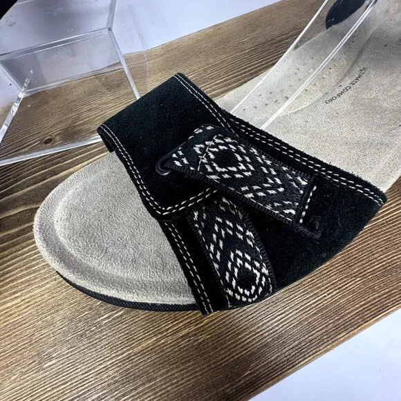 Clarks Collection Amanda Sprint Sandals Comfort Shoes Black Suede Womens 11W