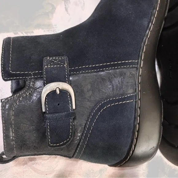 Clarks Collection Ultimate Comfort Suede Zip Ankle Boots Blue Cora Marigold 10