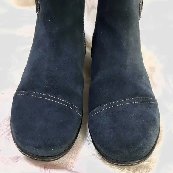 Clarks Collection Ultimate Comfort Suede Zip Ankle Boots Blue Cora Marigold 10