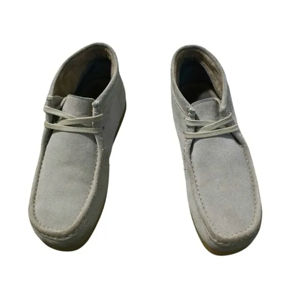 Clarks Stinson Mens Chukka Boots Sand Leather Suede Moc Toe Shoes US Size 10 M