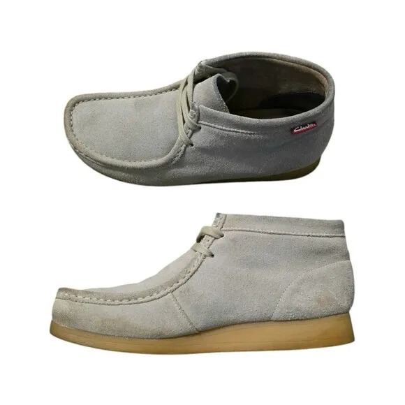 Clarks Stinson Mens Chukka Boots Sand Leather Suede Moc Toe Shoes US Size 10 M