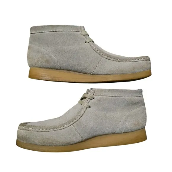 Clarks Stinson Mens Chukka Boots Sand Leather Suede Moc Toe Shoes US Size 10 M