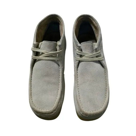 Clarks Stinson Mens Chukka Boots Sand Leather Suede Moc Toe Shoes US Size 10 M