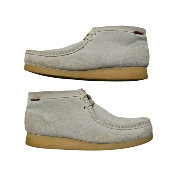 Clarks Stinson Mens Chukka Boots Sand Leather Suede Moc Toe Shoes US Size 10 M