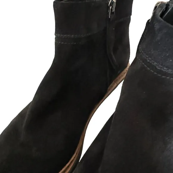 Clarks Trace Shine Black Suede Leather Ankle Boots Size 8 Comfort Shoe Boot