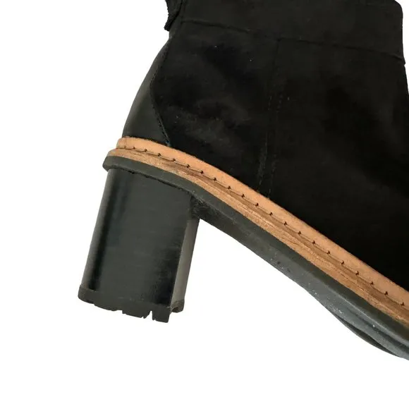 Clarks Trace Shine Black Suede Leather Ankle Boots Size 8 Comfort Shoe Boot