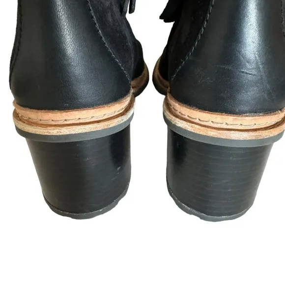 Clarks Trace Shine Black Suede Leather Ankle Boots Size 8 Comfort Shoe Boot