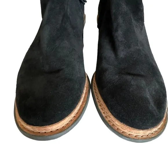 Clarks Trace Shine Black Suede Leather Ankle Boots Size 8 Comfort Shoe Boot