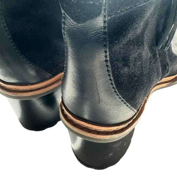 Clarks Trace Shine Black Suede Leather Ankle Boots Size 8 Comfort Shoe Boot