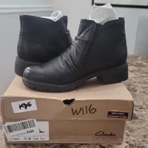 Clarks Women's Black Ankle Boots Size 10 W