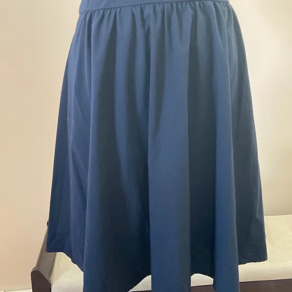 Claudie Pierlot- Vintage-Inspired Navy Fit &amp; Flare Dress with Button Shoulder