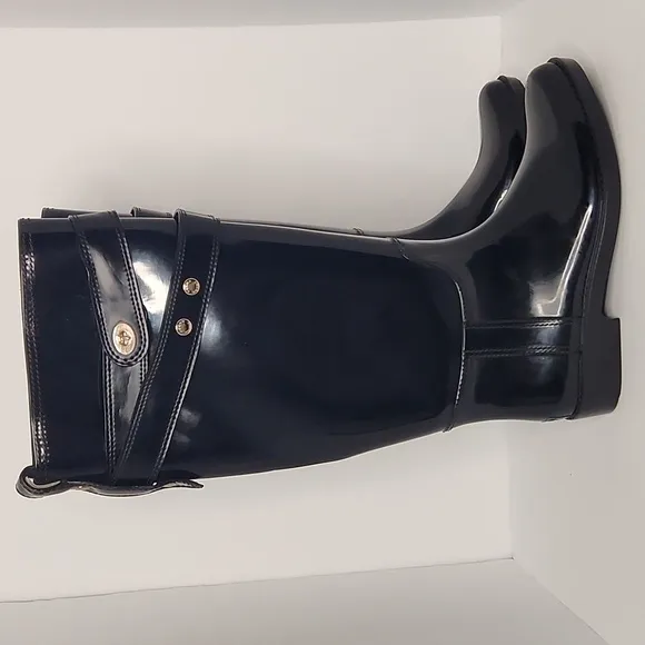Coach Talia rubber leather knee high rain boots